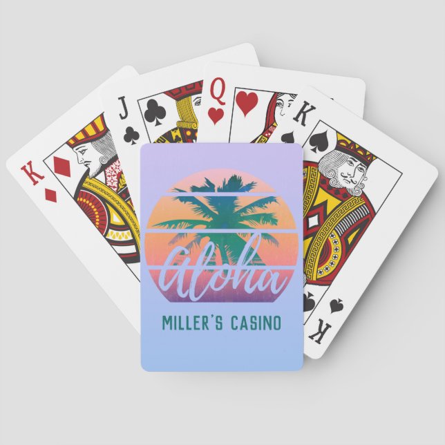 Aloha Tropical Vintag Ihr Name Casino Spielkarten (Rückseite)
