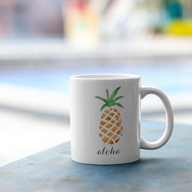 Aloha Tropical Watercolor Ananas Tasse (Von Creator hochgeladen)