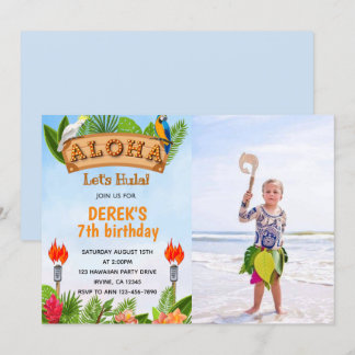 Aloha Tropical zum Geburtstag Einladung mit Foto