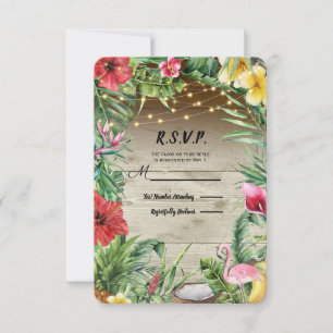 Aloha Tropisch Holz Blumen Blätter Lichter RSVP Karte