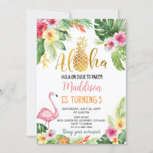Aloha! Tropische Ananas-Girl-Geburtstagsparty Einladung