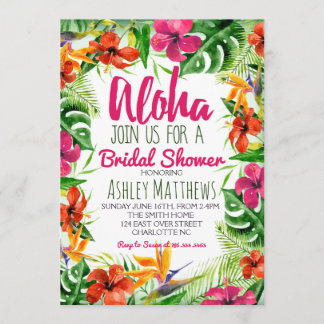 Aloha tropische Aquarell-Duscheneinladung Einladung