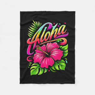 Aloha Tropische Blume Hawaii Urlaub Sommer Strand Fleecedecke