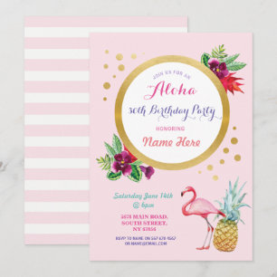 Aloha tropische Geburtstags-Flamingo-Party Einladung