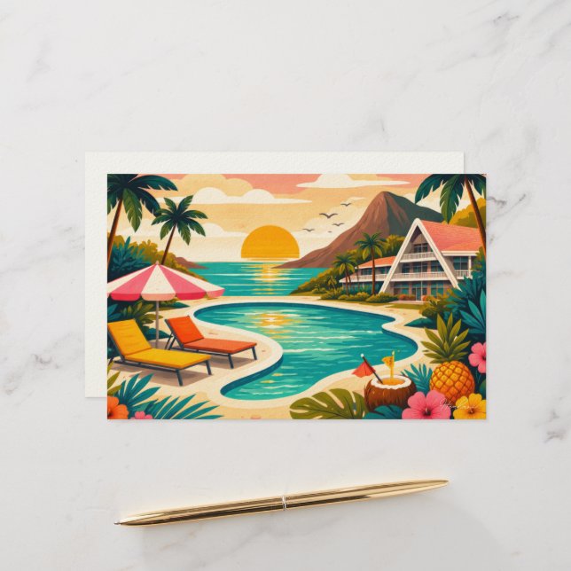 Aloha tropische Kunst leer Briefpapier (Vorderseite/Rückseite Beispiel)