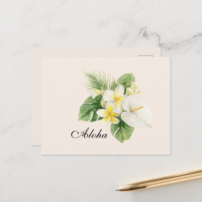 Aloha Tropische Plumerienblumen Postkarte (Vorderseite/Rückseite Beispiel)
