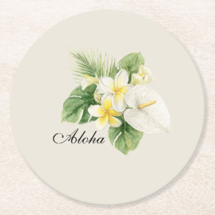 Aloha Tropische Plumerienblüten Runder Pappuntersetzer