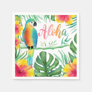 Aloha-Tropischer-Papageien-Hibiskus-Palme Serviette