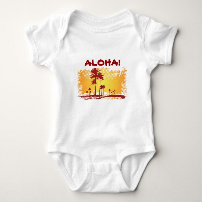ALOHA Tropischer Strand mit Palmen Baby Strampler (Vorderseite)