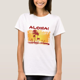 ALOHA Tropischer Strand mit Palmen T-Shirt