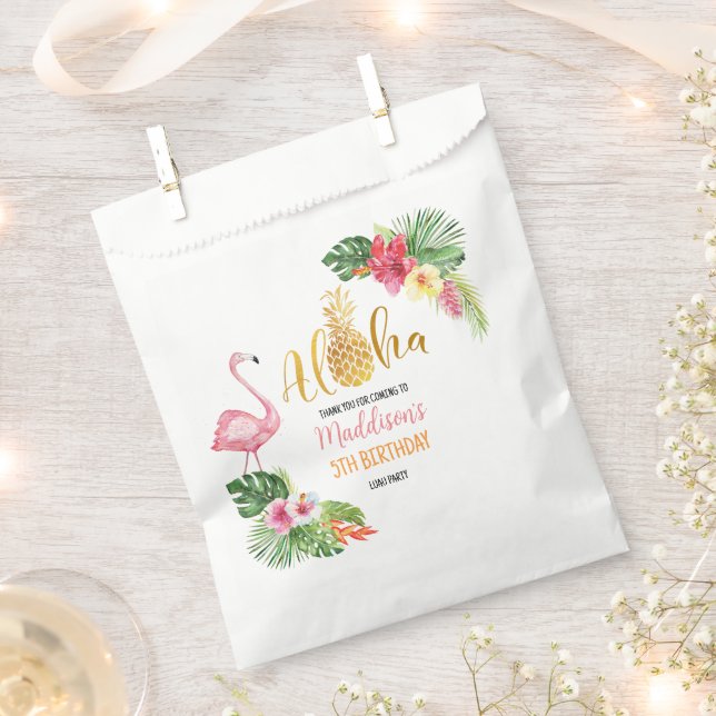 Aloha! Tropisches Ananas Geburtstag LUAU Party Geschenktütchen (Ausgeschnitten)