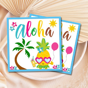Aloha Tropisches Ananas Geburtstagspapier Serviette