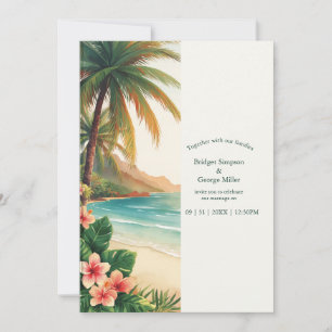 Aloha tropisches Hawaii-Strand Palmen Küstenhochze Einladung