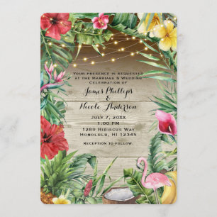 Aloha tropisches hölzernes BlumenBlätter u. Einladung