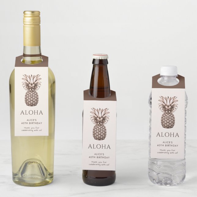 Aloha tropisches Party mit Vintagen Ananas Flaschenanhänger (Beispiel)