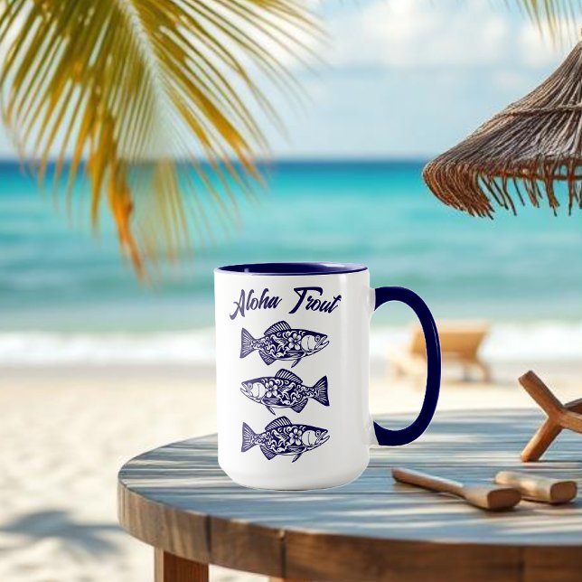 Aloha Trout-Blue Hawaiian Tasse (Aloha Trout Fisherman Trend Hawaiian Fish Beach Summer Mug Blue)