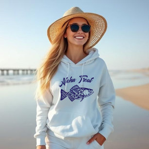 Aloha Trout-Hawaiian-Fisherman Core-Dark Blue Hoodie