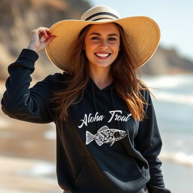 Aloha Trout-Hawaiian Hoodie (Aloha Trout-Hawaiian Hoodie-Summer Hoodie- Beach Hoodie-Fisherman Core-Tropical fish)
