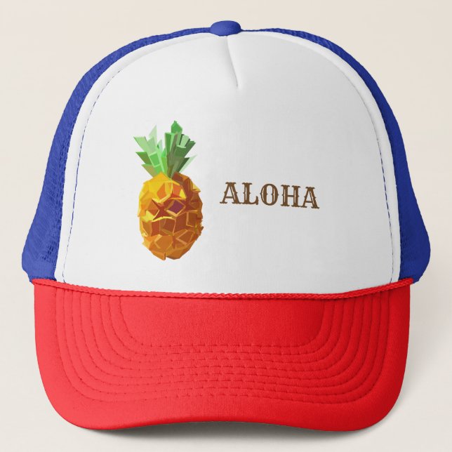 Aloha Trucker Hat, Origami Ananas Art Truckerkappe (Vorderseite)