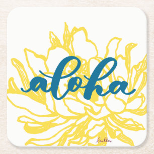 Aloha Türkis Cereus Blumen Untersetzer