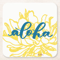 Aloha Türkis-Säulenkaktus-Blumen-Untersetzer