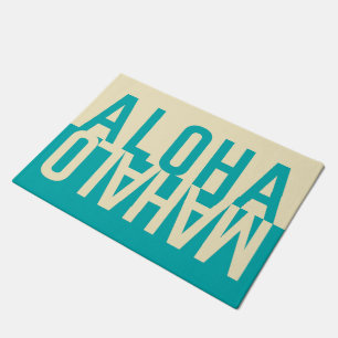 Aloha u. Mahalo (Seafoam) Fußmatte