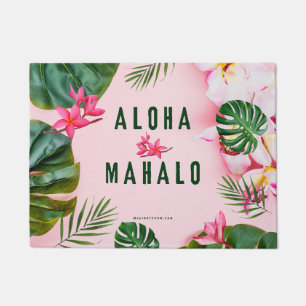 ALOHA UND MAHALO - PINK GREEN - TÜR MAT RUG FUßMATTE