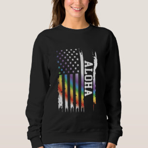 Aloha United Staaten Rainbow unter US-Flagge Sweatshirt