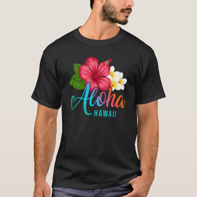 Aloha Urlaub mit hawaiianischem tropischen Hibisku T-Shirt (Vorderseite)