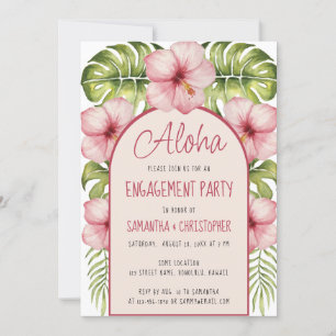 Aloha Verlobung Tropischer Rosa-Hibiskus Einladung