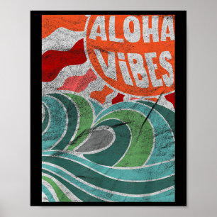 Aloha Vibes Hawaii Sonnenuntergang Wellen Poster