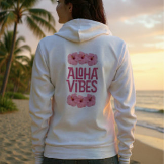 Aloha Vibes Pink Hibiscus Hoodie