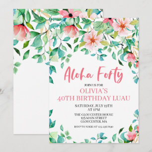 Aloha Vierzig Tropical Luau Geburtstagseinladung Einladung