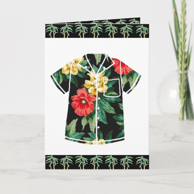 ALOHA VINTAG HAWAIIAN SHIRT GREETKARTE 1 KARTE (Vorderseite)