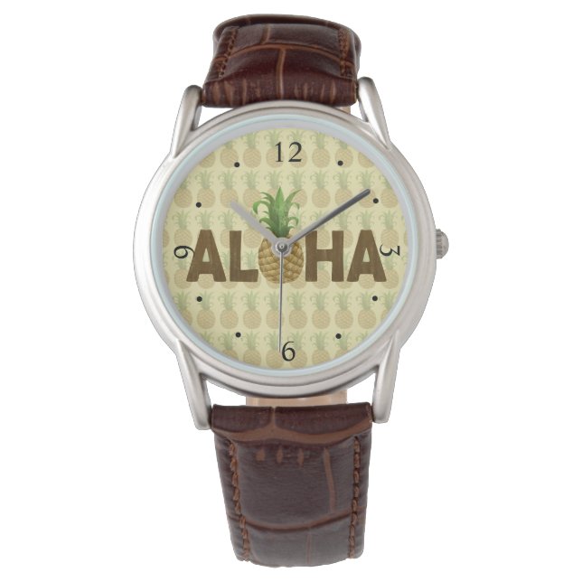 Aloha Vintag Pineaple Hawaii Hawaii Armbanduhr (Vorderseite)