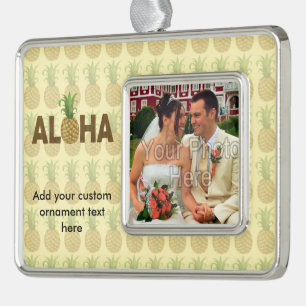 Aloha Vintage Ananas Hawaiian Hawaii Rahmen-Ornament Silber