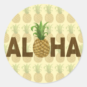 Aloha Vintage Ananas Hawaiian Hawaii Runder Aufkleber