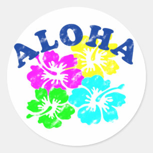 Aloha Vintage Classic Rundsticker Hawaiianisch Runder Aufkleber
