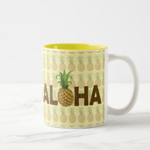 Aloha Vintager Ananas-Hawaiianer Hawaii Zweifarbige Tasse