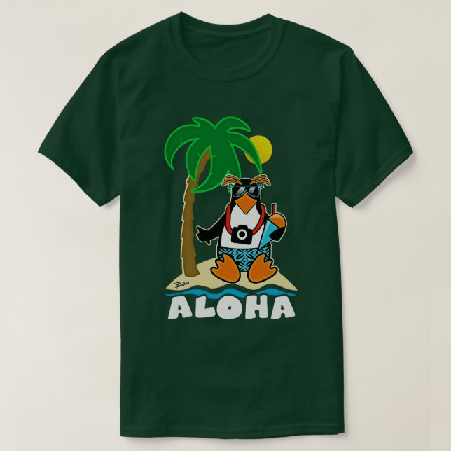 Aloha von der hawaiianischen Pinguin T-Shirt (Design vorne)