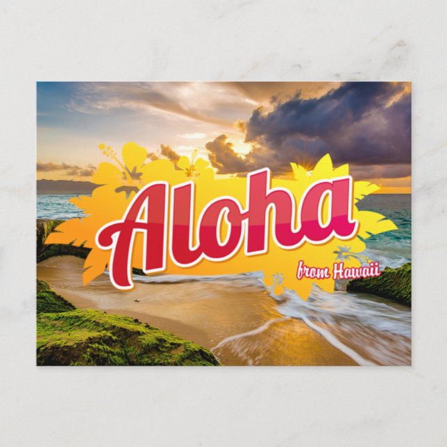 Aloha von Hawaii Postcard Postkarte (Vorderseite)