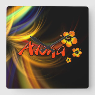 Aloha - Wall Clock Quadratische Wanduhr
