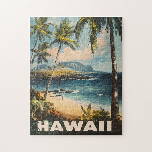 Aloha wartet auf einen Vintagen Hawaii Puzzle (Vertikal)