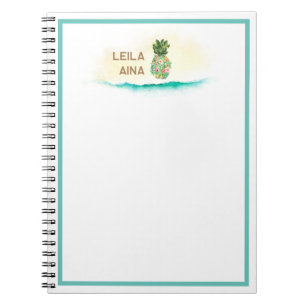 Aloha Watercolor Ananas Island Notizblock