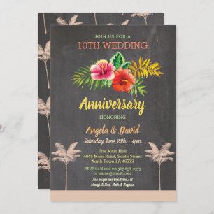Aloha Wedding Jubiläum Tropical Chalk Einladung