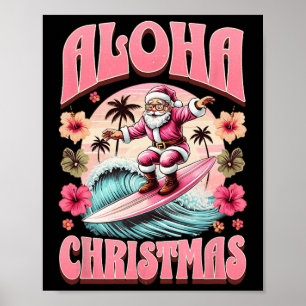 Aloha Weihnachten Santa Claus Surfen Hawaiian Mele Poster