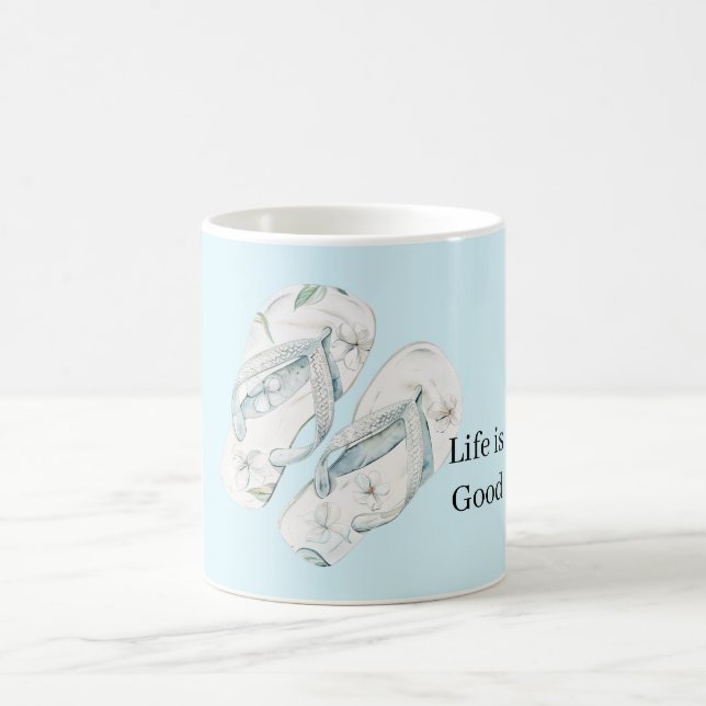 Aloha Weiße Blumen Flip Flops Kaffeetasse (Mittel)