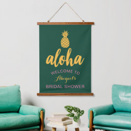 Aloha Welcome Brautparty (Green) Wandteppich Mit Holzrahmen