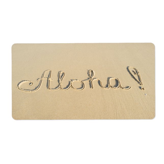 Aloha Wortzeichen auf dem Strand Sand (Vorne)