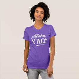 Aloha Y'all Hawaii Texas Lustiges Lila Grafik T-Shirt